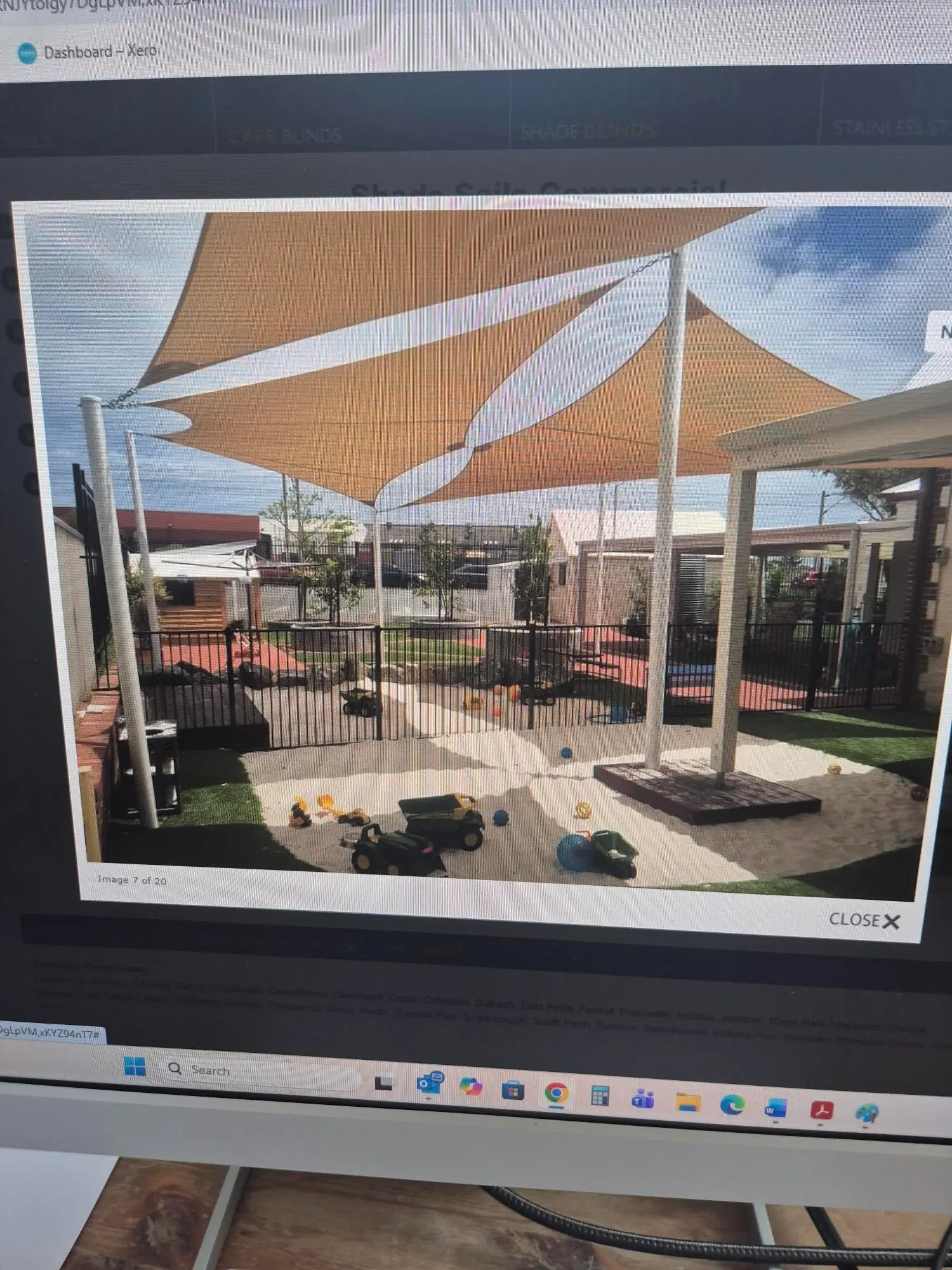 3D shade sail design shown on screen before installation